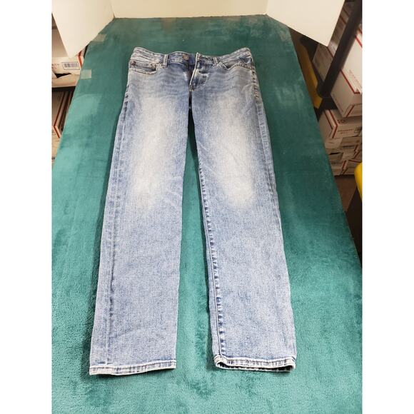 Express Jeans Size 30x32 Mens Blue Pants Denim Baggy Mid Rise Slim Straight - Picture 1 of 14